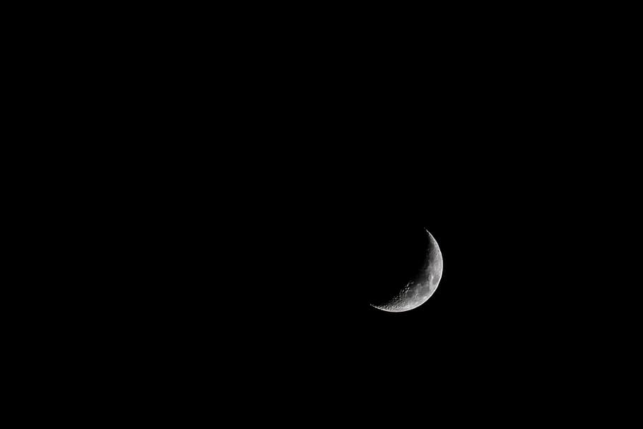 moon illustration, night, space, crescent, sky, night photograph HD wallpaper