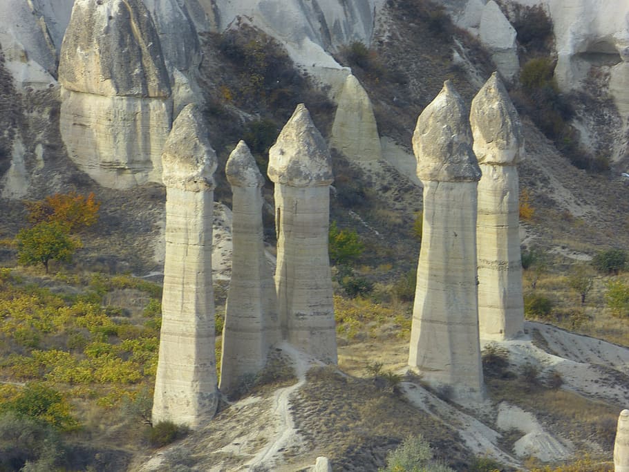 fairy chimneys, tufa, rock formations, cappadocia, landscape, HD wallpaper