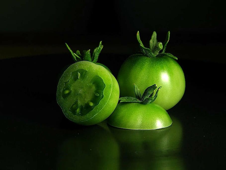 tomatoes, green, vegetables, plants, flora, food and drink HD wallpaper