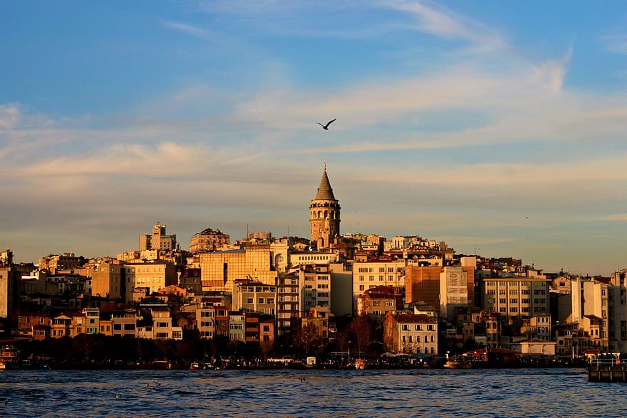skyline, buildings, structure, city, tower, architecture, sea HD wallpaper