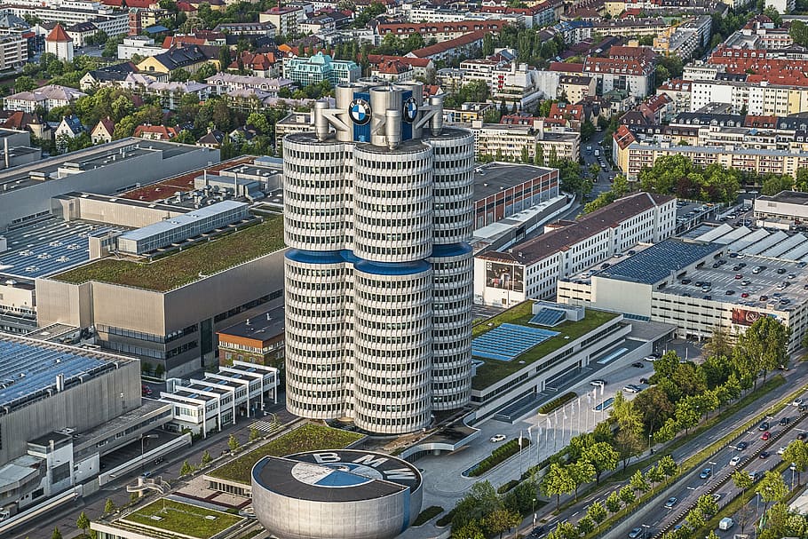 BMW building near buildings during day, munich, bmw welt, architecture, HD wallpaper