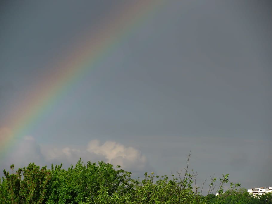 rainbow, sky, nature, elements, landscape, seasons, spring HD wallpaper