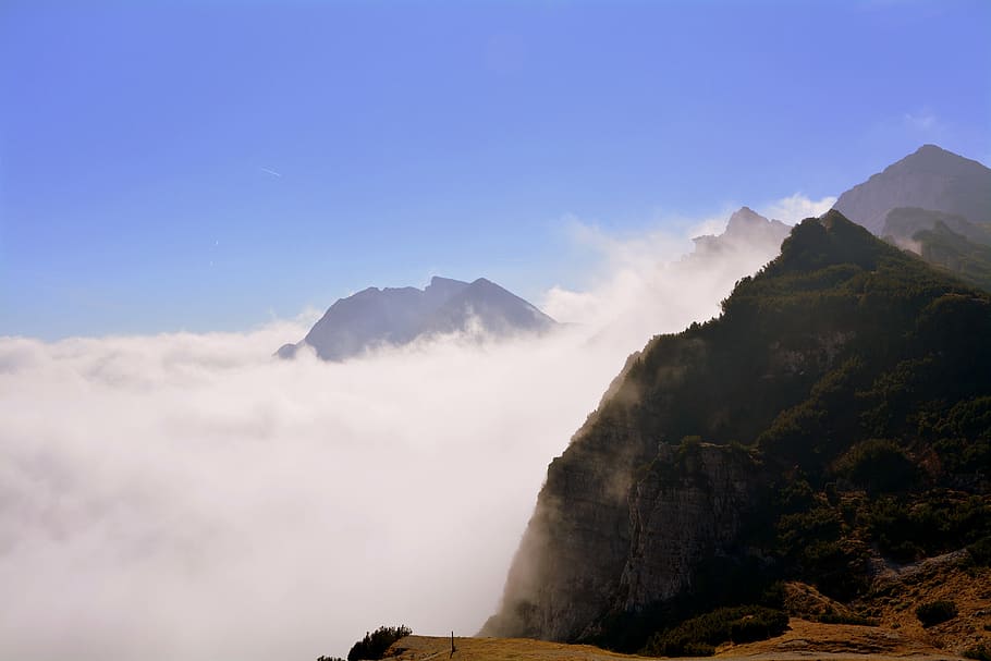 clouds, mountains, landscape, sky, mountain landscape, carega HD wallpaper