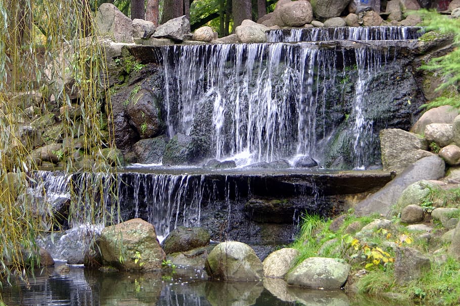 waterfall, source, stream, the stones, river, torrent, the brook, HD wallpaper