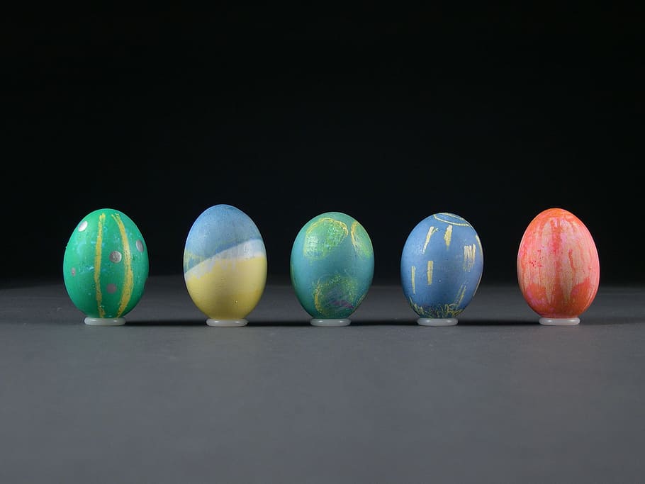 Colorful, Easter Eggs, in a row, black background, sport, no people HD wallpaper