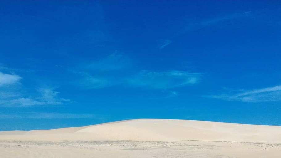 desert under white clouds, Blue Sky, Sand, Blue, Sky, landscape HD wallpaper