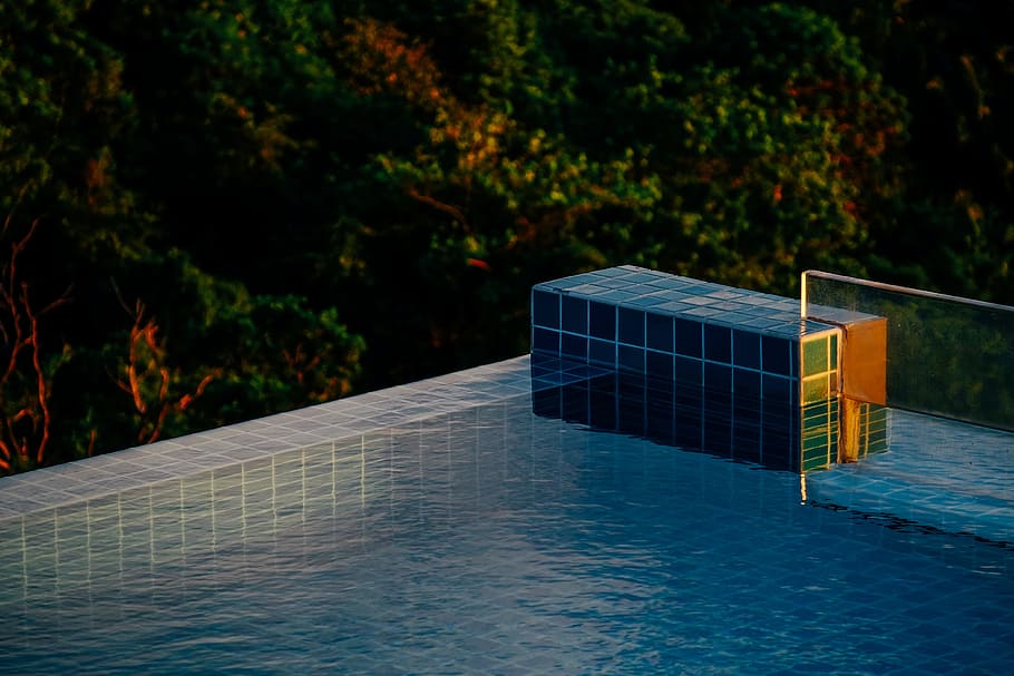 Person Showing Swimming Pool, dusk, outdoors, poolside, sunset HD wallpaper