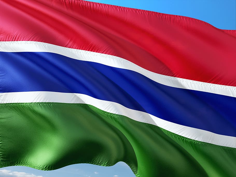 international, flag, the gambia, west africa, blue, backgrounds, HD wallpaper