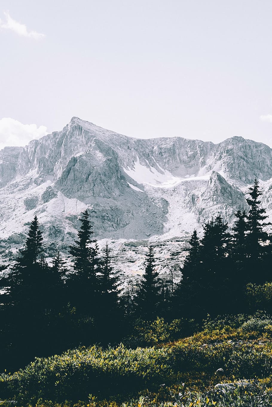 photo of snow covered mountains near forest, nature, trees HD wallpaper