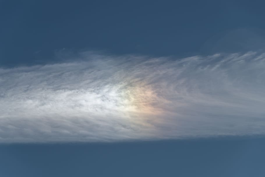 cloud, iridescent rainbow, white, blue, thin, diffraction, light, HD wallpaper