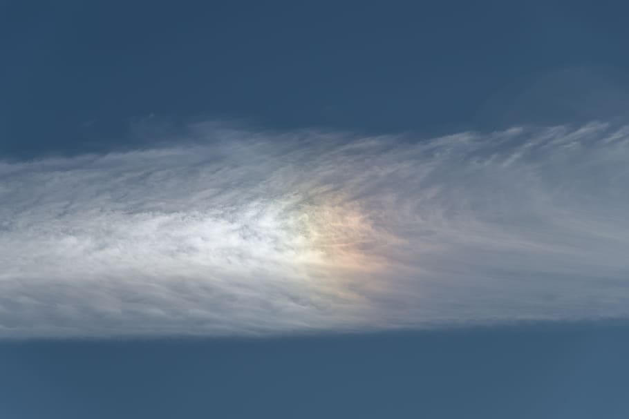 cloud, iridescent rainbow, white, blue, thin, diffraction, light HD wallpaper