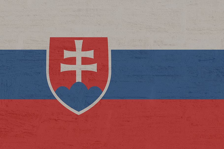 slovakia, flag, red, wall - building feature, blue, no people HD wallpaper