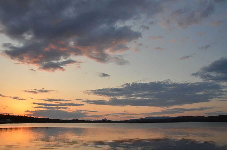 more, evening, sun, sunset, evening red, horizon, twilight HD wallpaper