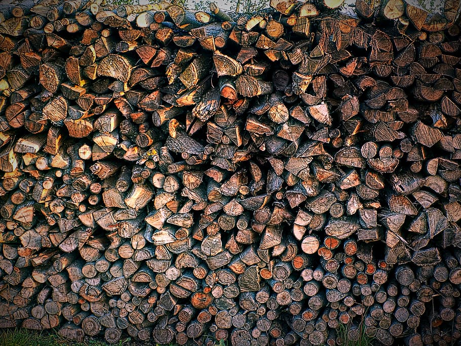 wood pile, stacked up, firewood, combs thread cutting, stock, HD wallpaper