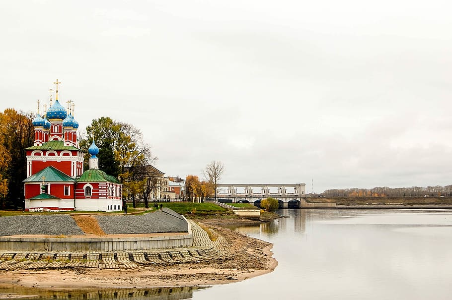 Architecture, Church, Reference Point, landscape, river, spring HD wallpaper