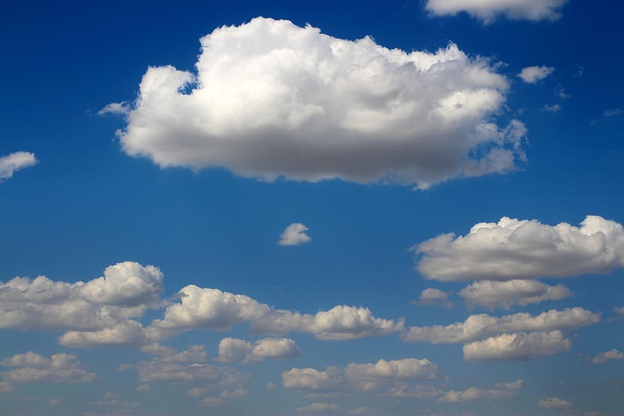 cloud, sky, white, fluffy, day, blue, nature, weather, air HD wallpaper