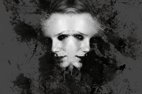 closeup view of two side of female face, gothic, dark, fantasy HD wallpaper