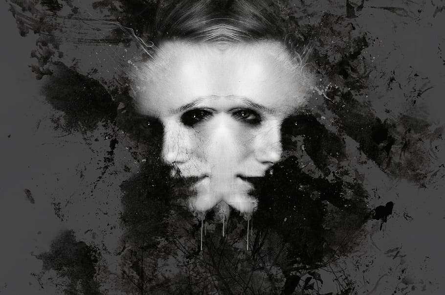 closeup view of two side of female face, gothic, dark, fantasy HD wallpaper