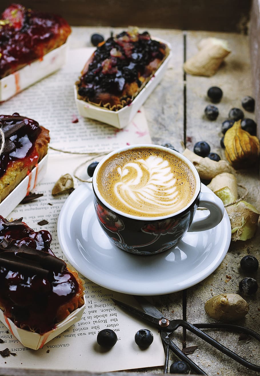 photo of brown and white teacup filled with coffee on saucer, Coffee Swan HD wallpaper