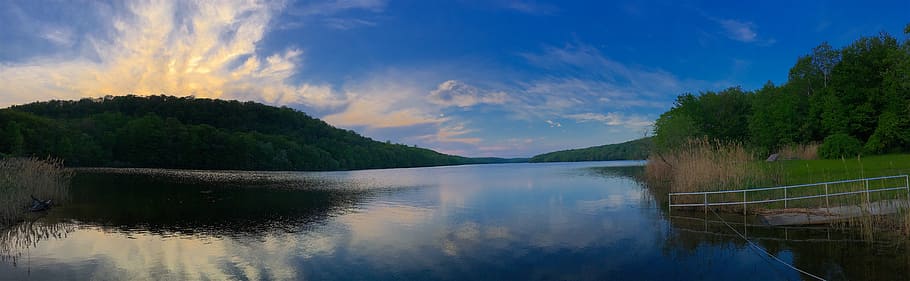 sky, sunset, lake, mountain, water, nature, landscape, reflection HD wallpaper