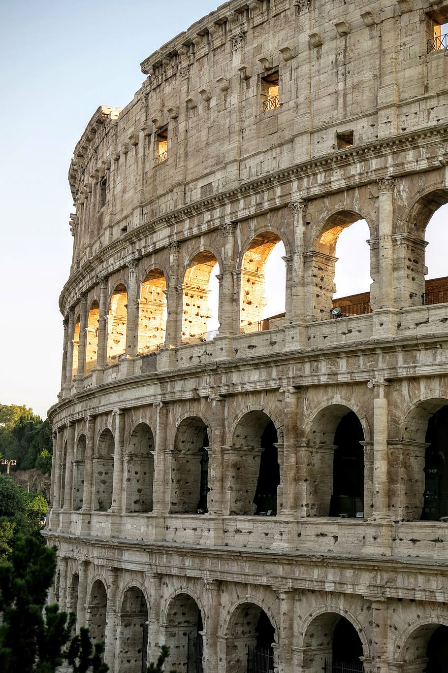 Colosseum, Italy, rome, sunset, light, shadows, ancient, stone HD wallpaper