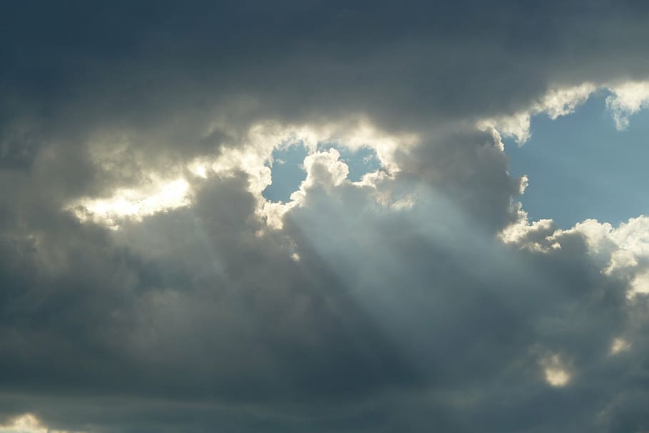 sun, clouds, sky, rays, cloud - sky, sunbeam, beauty in nature HD wallpaper