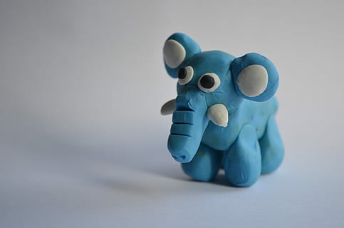 blue elephant clay mold on white surface, Plasticine, Model HD wallpaper