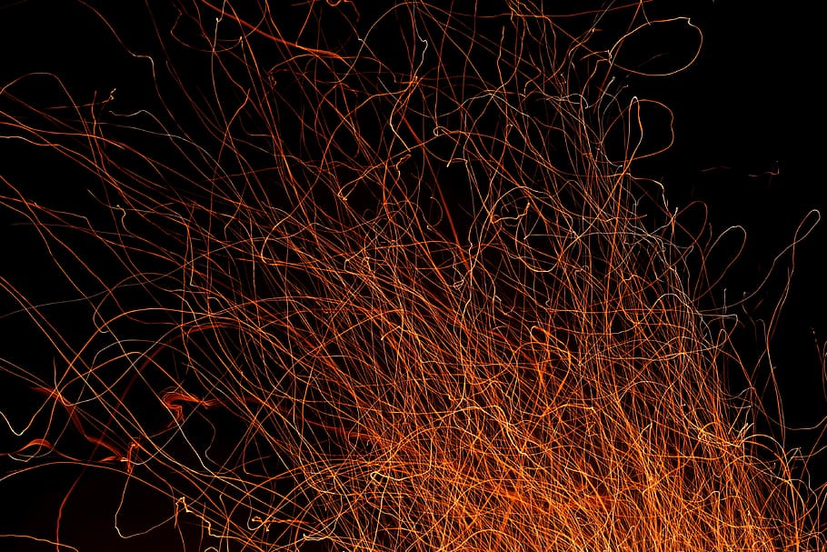 steel wool photography, red string of lights during nighttime HD wallpaper