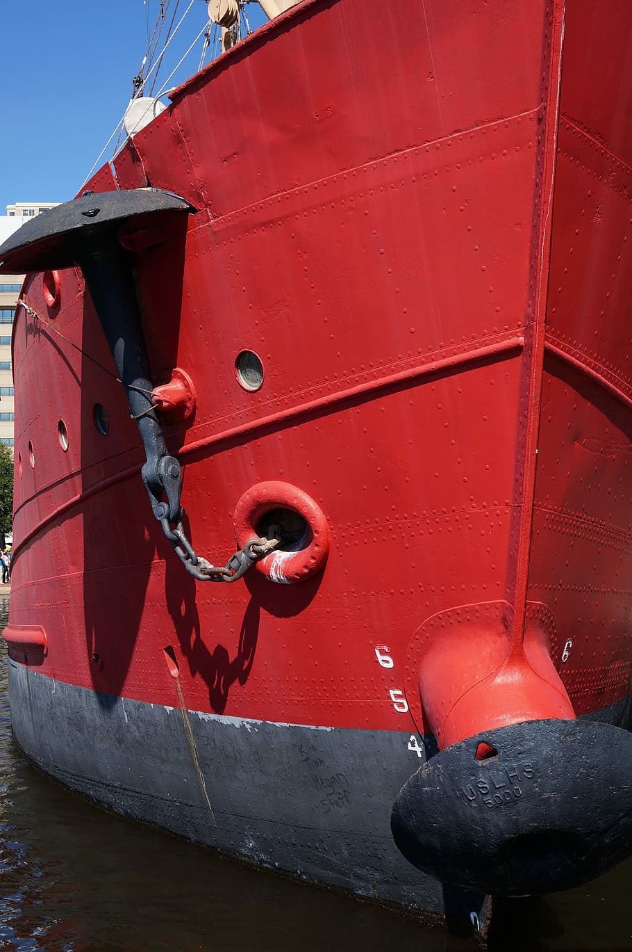 Boat, Bow, Anchor, Water, Ship, red, ocean, vessel, transportation HD wallpaper