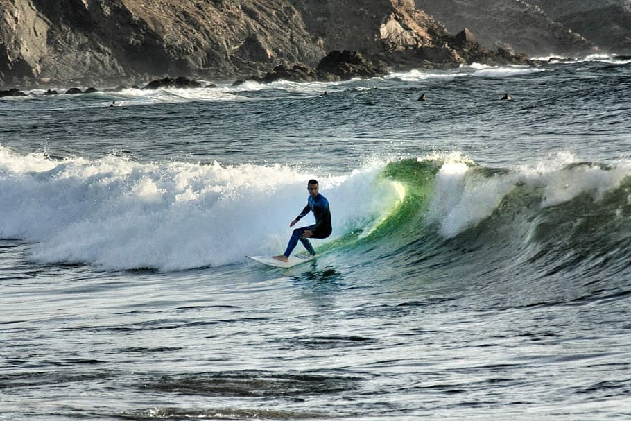 Surf, Sea, Wetsuit, Beach, Surfboard, water sports, ocean, summer HD wallpaper