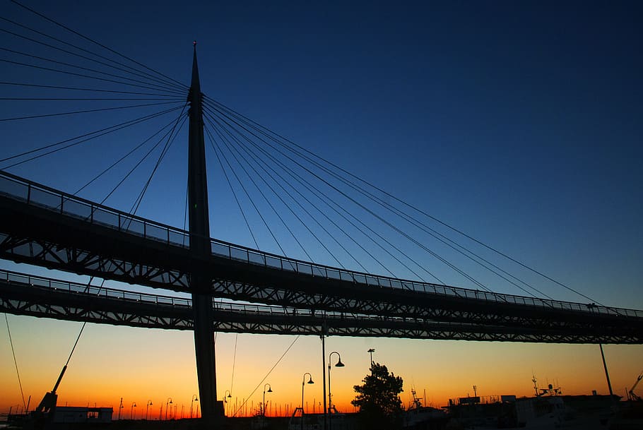 Pescara, Abruzzo, Italy, Bridge, Evening, bridge - man made structure, HD wallpaper