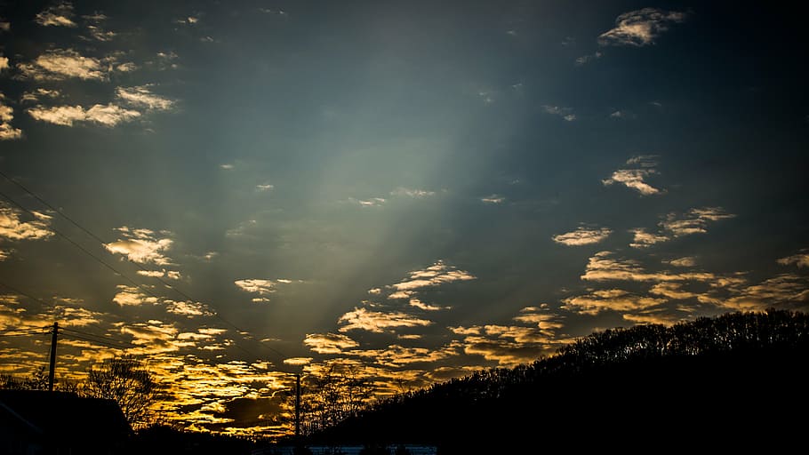 glow, sky, cloud, sunset, nature, light, evening glow, winter HD wallpaper