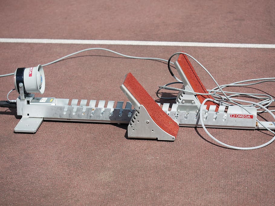 start block, athletics, competition, not in use, replacement HD wallpaper