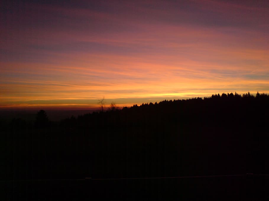 afterglow, evening sky, sunset, silhouette, tranquility, scenics - nature HD wallpaper