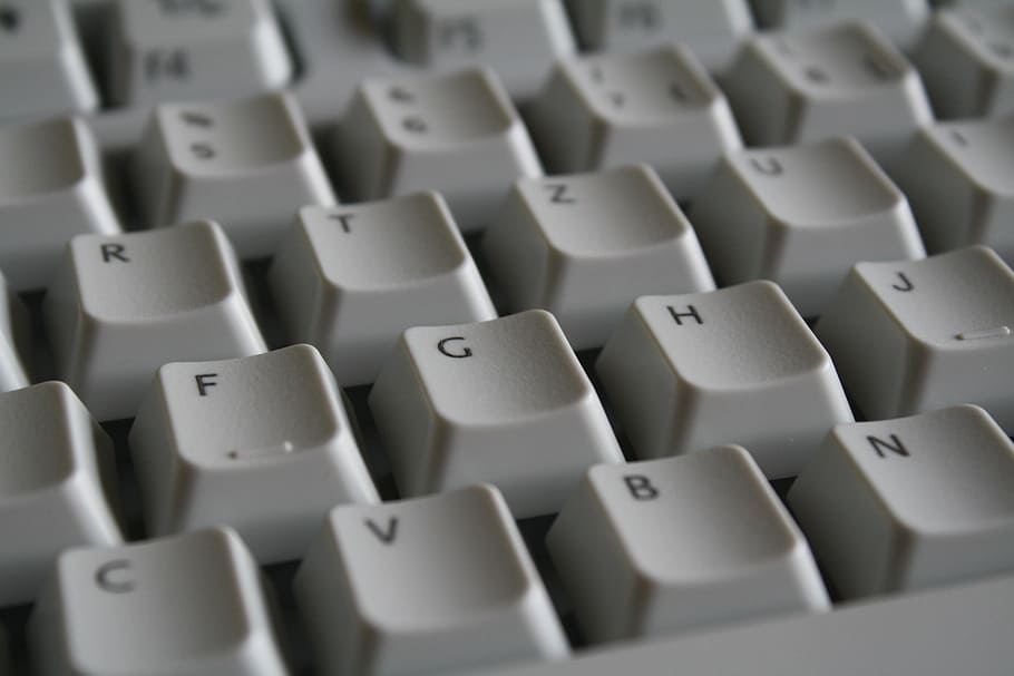 white computer keyboard, letters, hardware, technology, word HD wallpaper