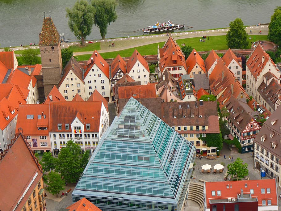 Danube, River, Water, Bank, Roofs, homes, ulm, ulmer schachtel HD wallpaper