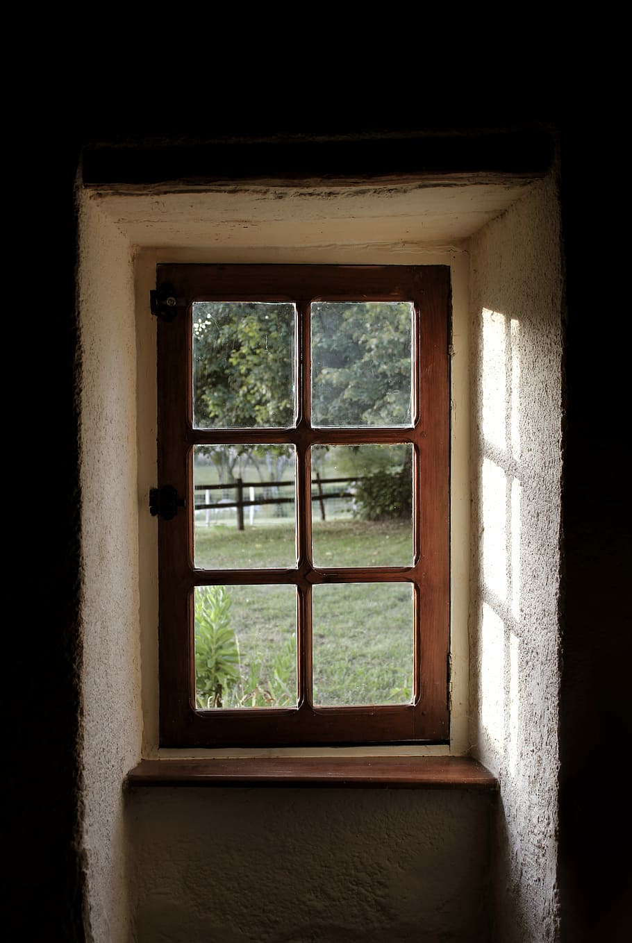 brown wooden window, closed brown wooden 6-pane window, frame HD wallpaper
