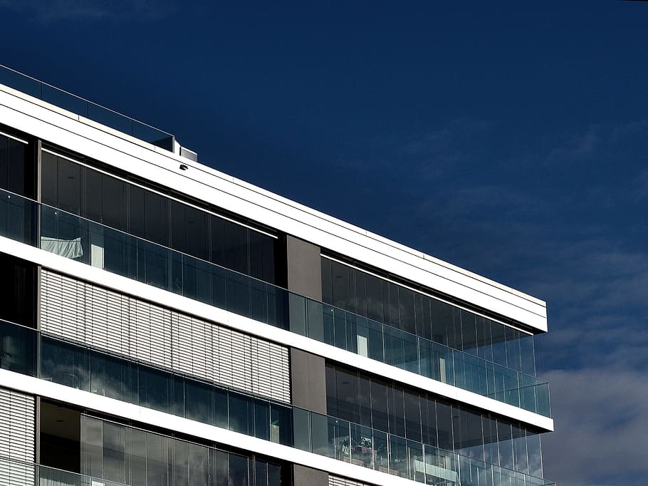 building, windows, architecture, balcony, blue, built structure HD wallpaper