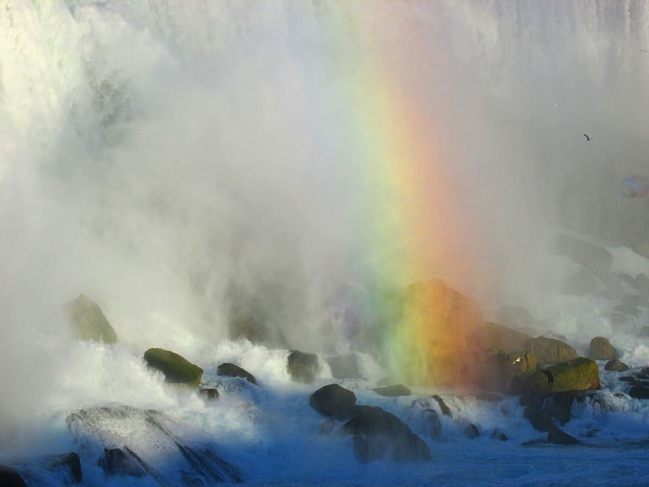 Niagara Falls, Rainbow, Waterfall, canada, ontario, canadian HD wallpaper