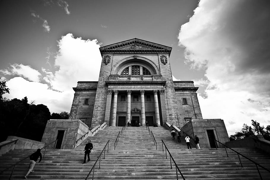 Grayscale photography of concrete structure, architecture, monument HD wallpaper