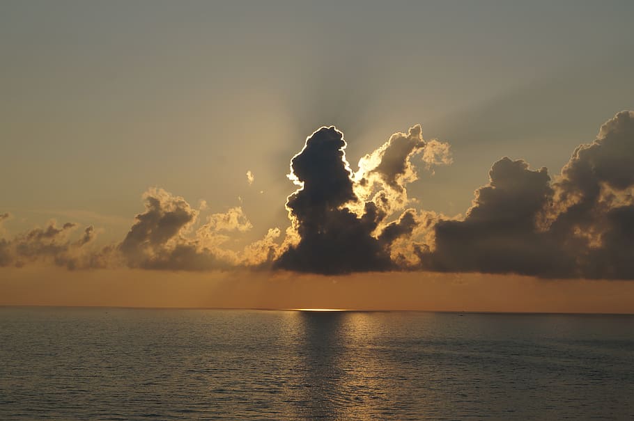 sunset, clouds, romantic, abendstimmung, mood, weather mood HD wallpaper