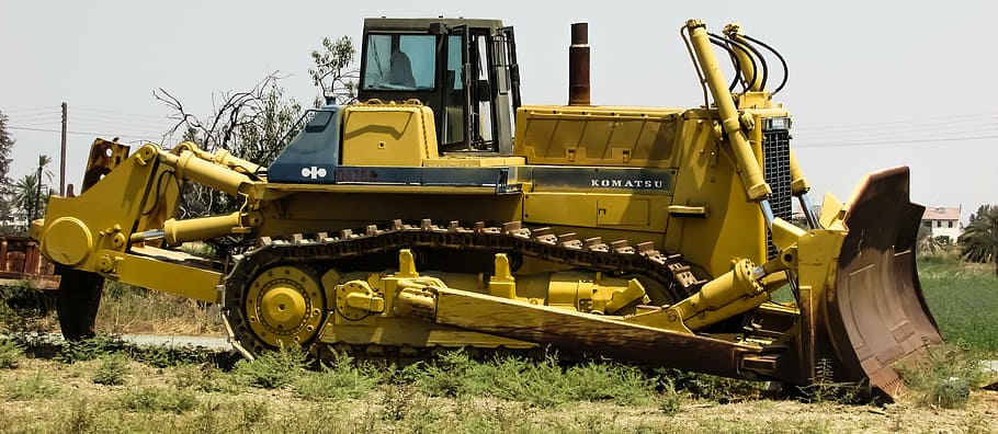 bulldozer, yellow, machine, heavy, equipment, machinery, nature HD wallpaper