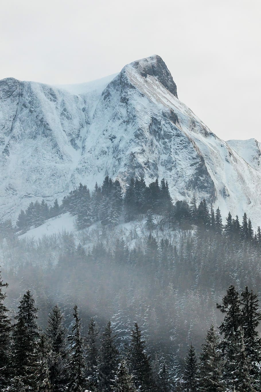 mountains with snow during daytime, cold, winter, snow-covered HD wallpaper