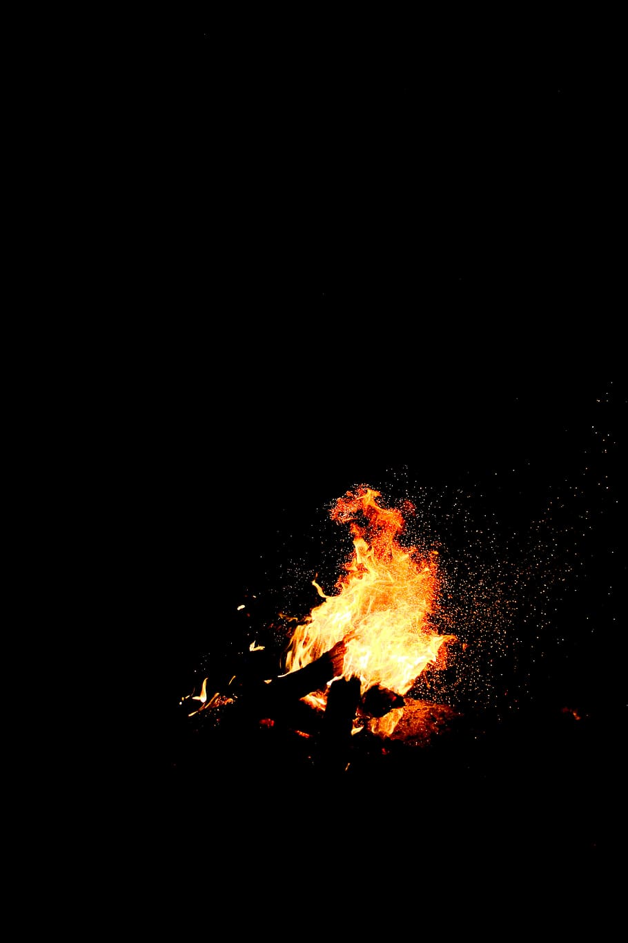 bonfire during night time, yellow bonfire, flame, burning, log HD wallpaper