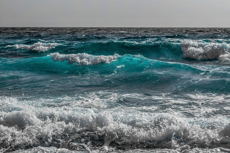 rippling body of water at daytime, sea, wave, surf, ocean, seascape HD wallpaper