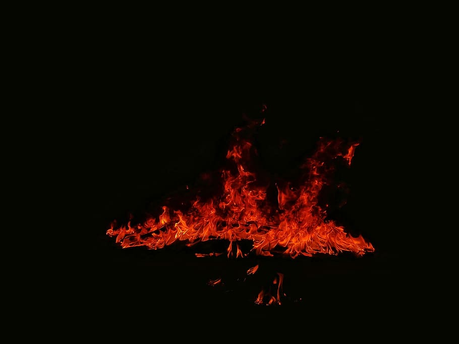 photo of bonfire during nighttime, closeup photo of flame, burning HD wallpaper