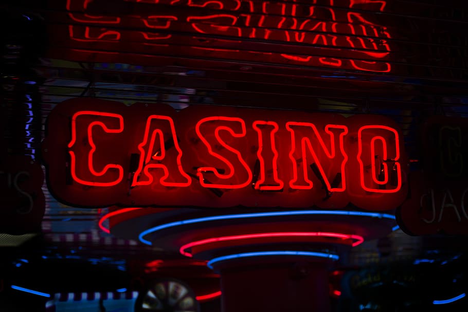 red Casino neon sign turned on, red Casino LED signage, lights, HD wallpaper
