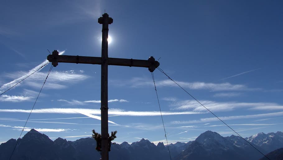 summit, summit cross, mood, alpine, mountains, mountaineering HD wallpaper