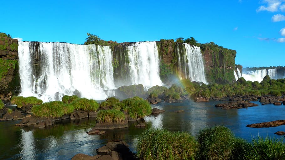 water falls with rocks during daytime, iguazu falls, cataracts, HD wallpaper