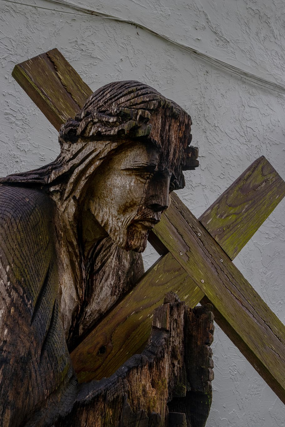 statue, 80d, cross, wooden, religion, jesus, spiritual, crucifix, HD wallpaper